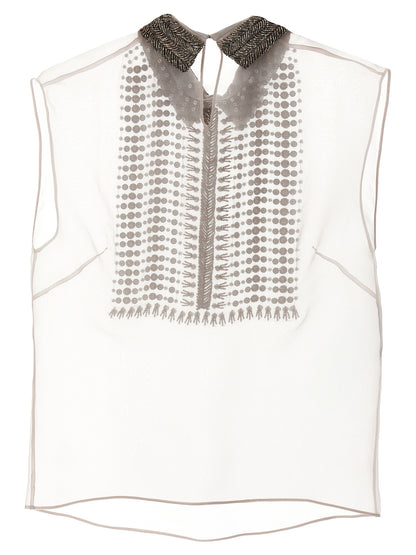 Beaded chiffon top Tops