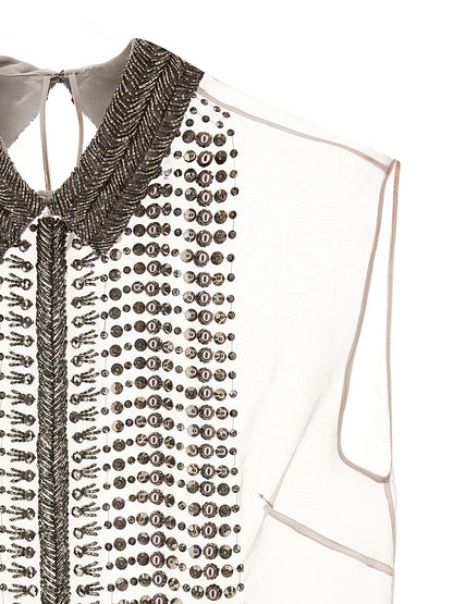 Beaded chiffon top Tops