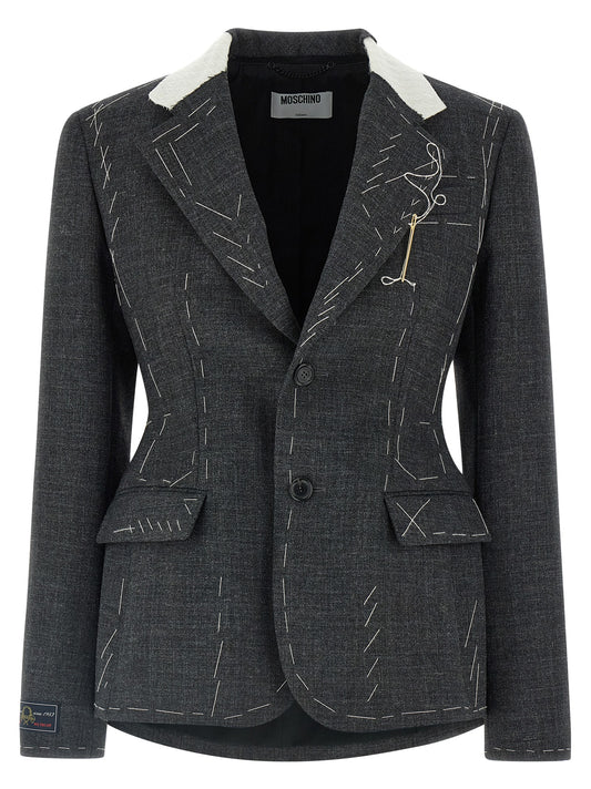 Embroidered canvas blazer Blazer, suits