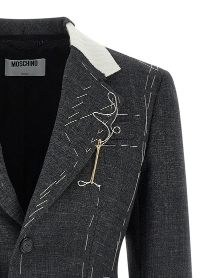Embroidered canvas blazer Blazer, suits