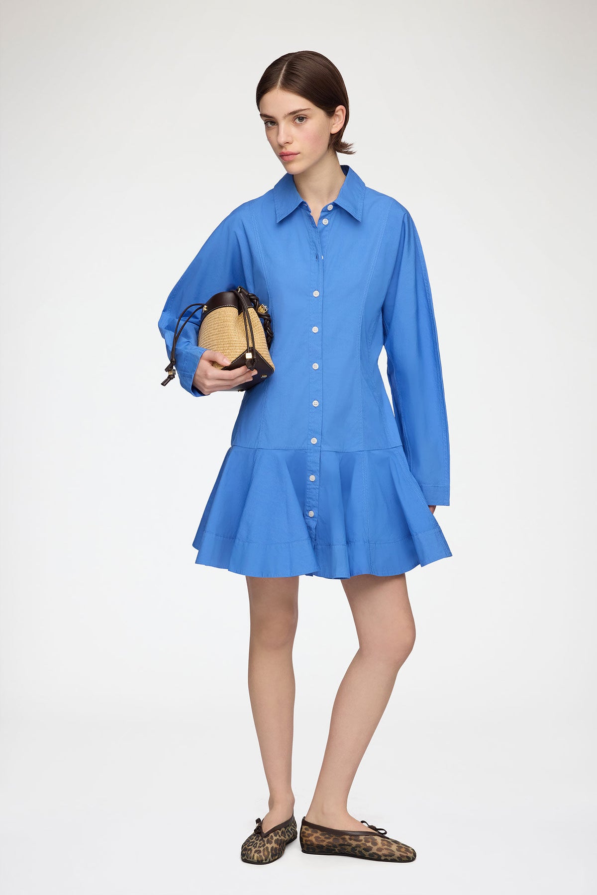 Ganni Stretch cotton mini shirt dress