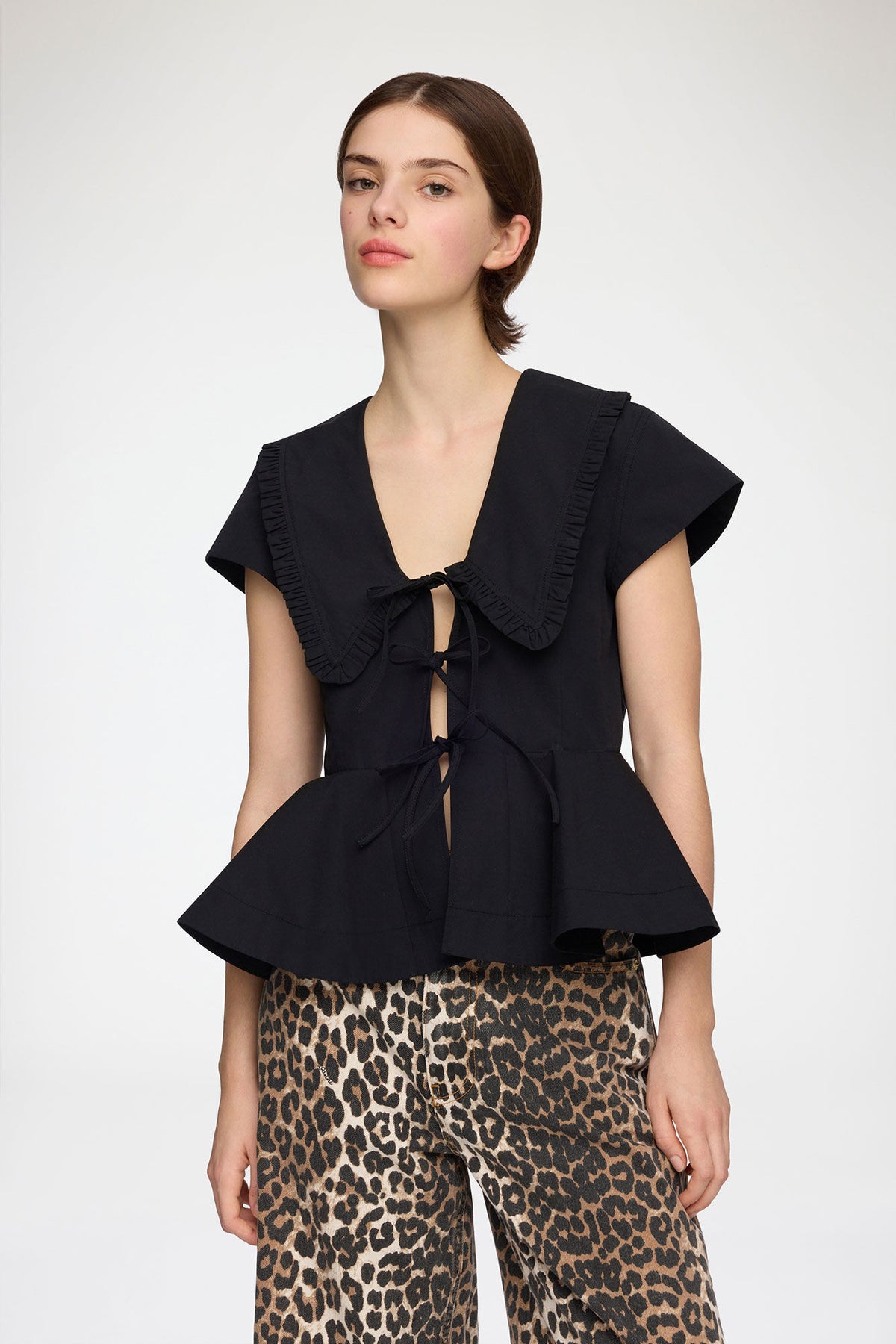 Ganni Regenerative cotton poplin collar blouse