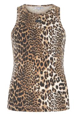 GANNI Top animal print in cotton