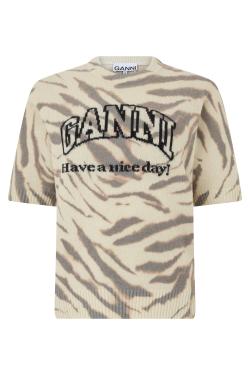GANNI Wool printed T-shirt