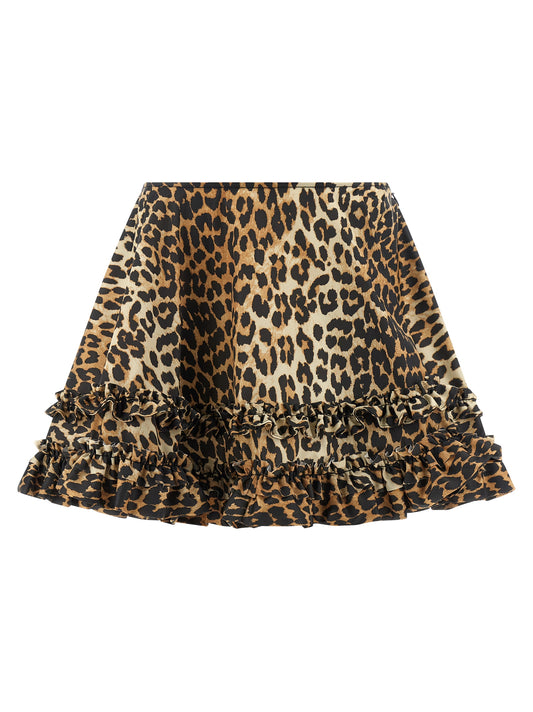 'Leopard Duchesse Nylon Mini Frill' skirt Skirts