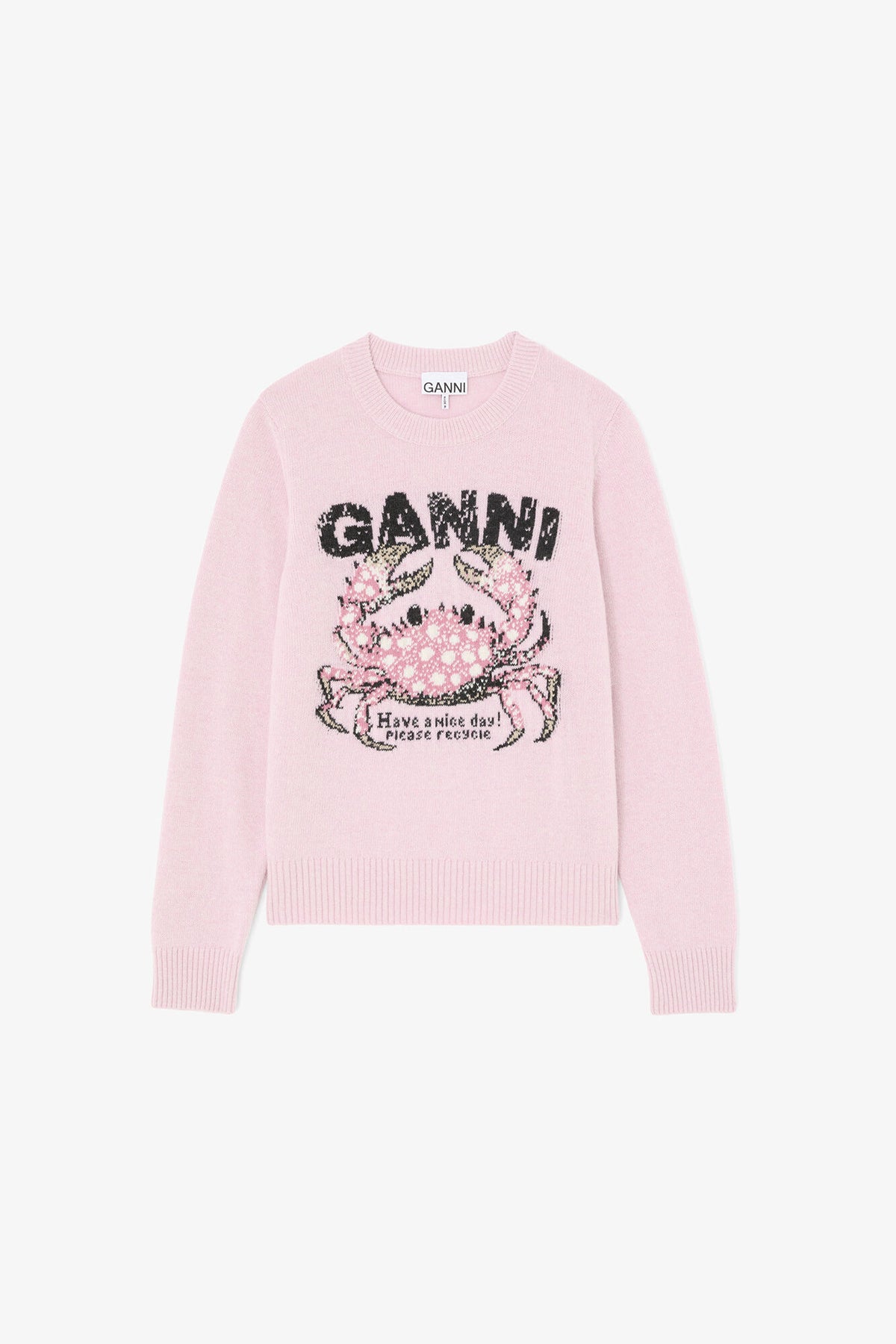Ganni Graphic wool sweater crab