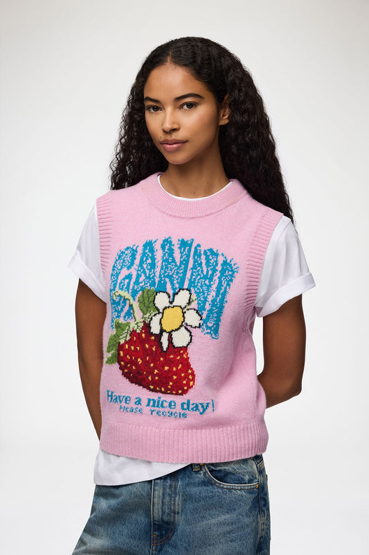 Ganni Graphic wool vest