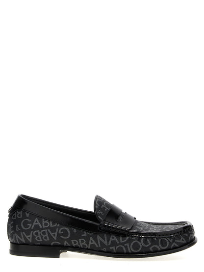 Logo jacquard fabric loafers Loafers