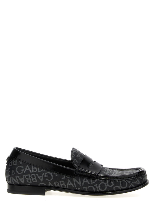 Logo jacquard fabric loafers Loafers