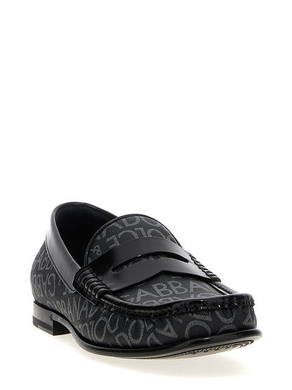 Logo jacquard fabric loafers Loafers