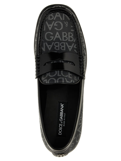 Logo jacquard fabric loafers Loafers