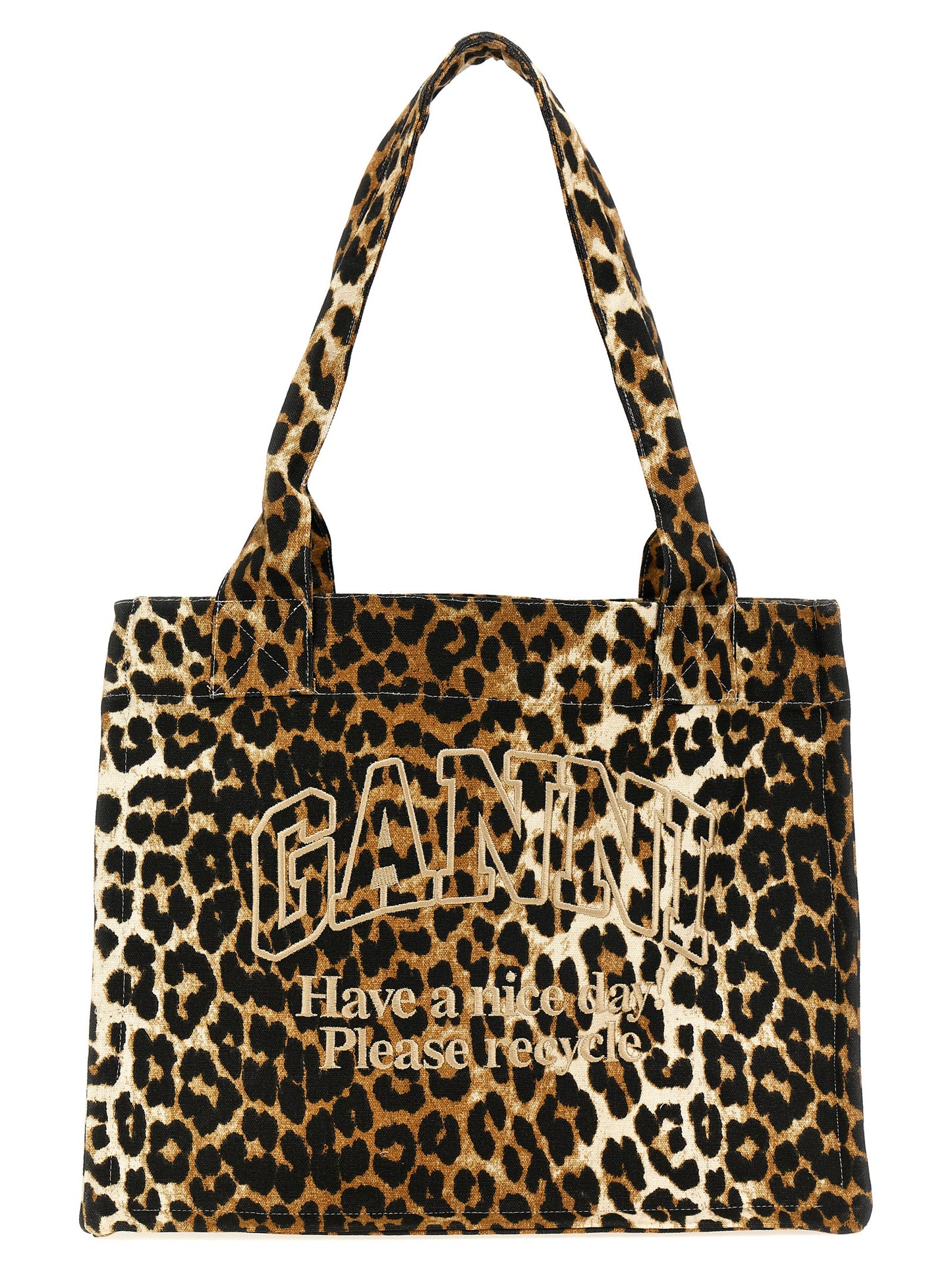 Shopping leopard embroidery logo Tote bag