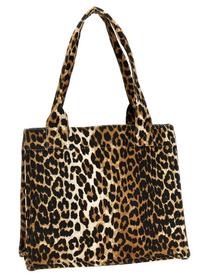 Shopping leopard embroidery logo Tote bag