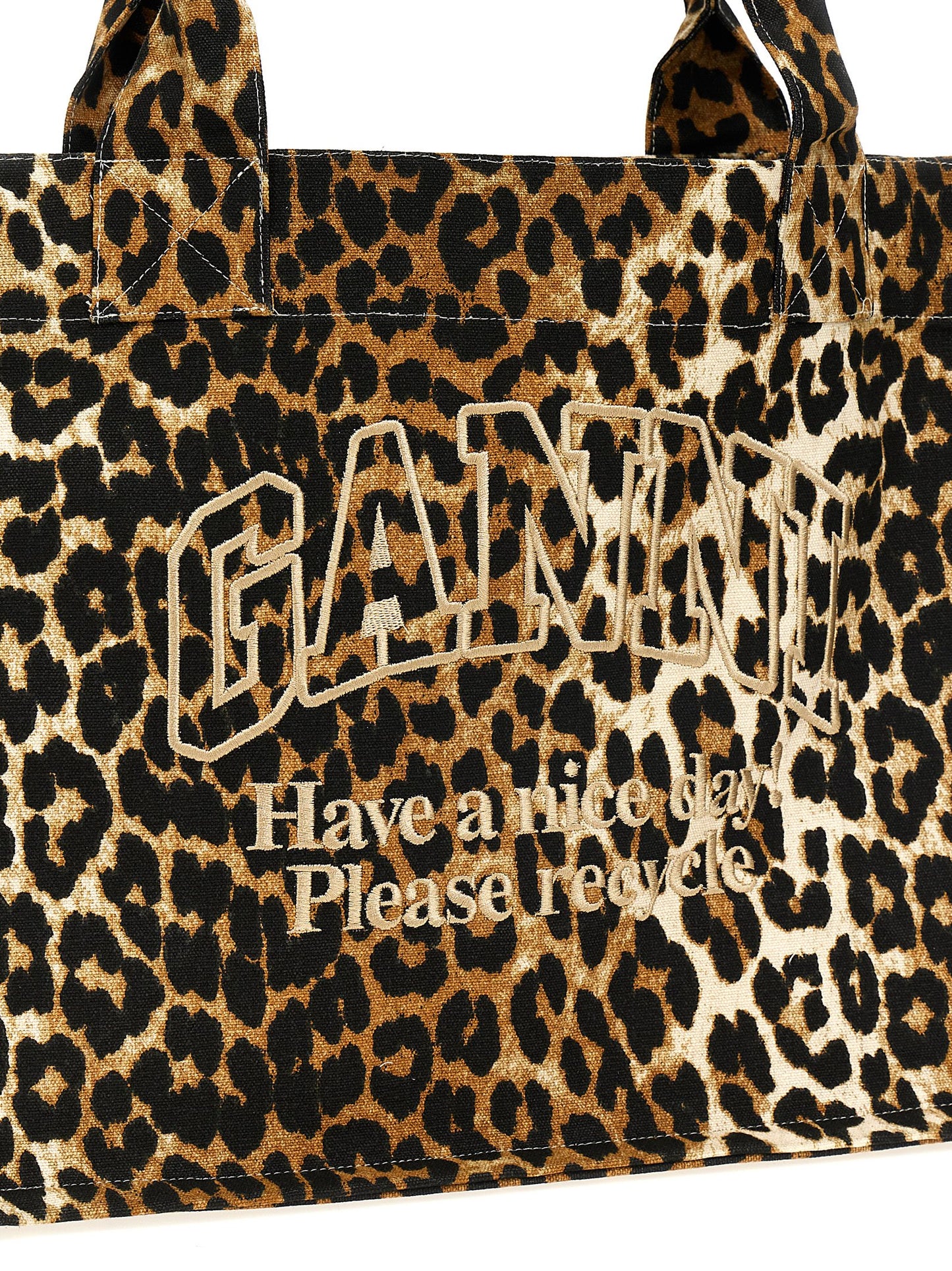 Shopping leopard embroidery logo Tote bag