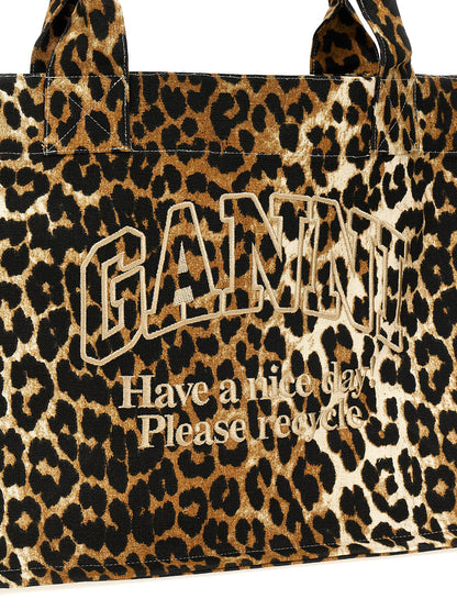 Shopping leopard embroidery logo Tote bag