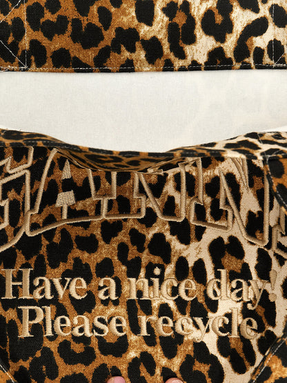 Shopping leopard embroidery logo Tote bag