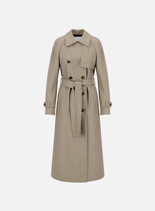 Harris Wharf London Women long raglan trench light pressed wool