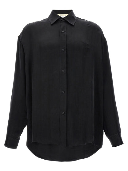 Logo embroidery cupro shirt Shirt, blouse