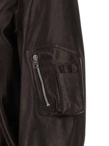 Leather bomber jacket Down jacket, Parka, Casual jackets