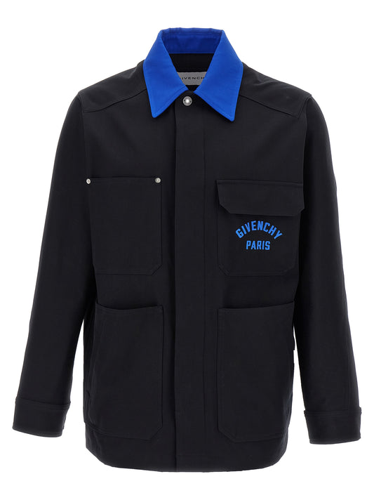 Logo embroidery overshirt Down jacket, Parka, Casual jackets