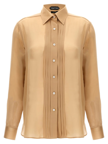 Pleated plastron shirt Shirt, blouse