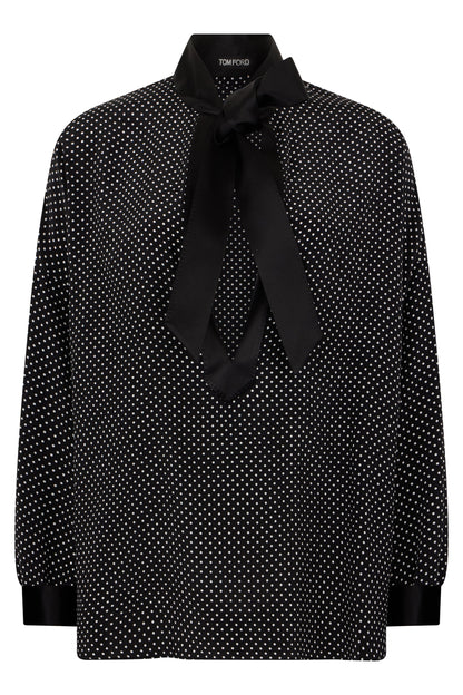 Tom Ford Printed small polka dot silk