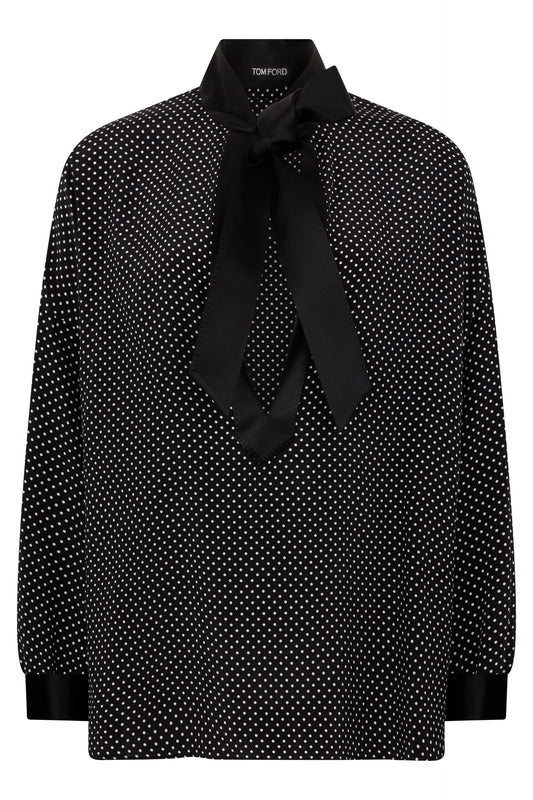 Tom Ford Printed small polka dot silk