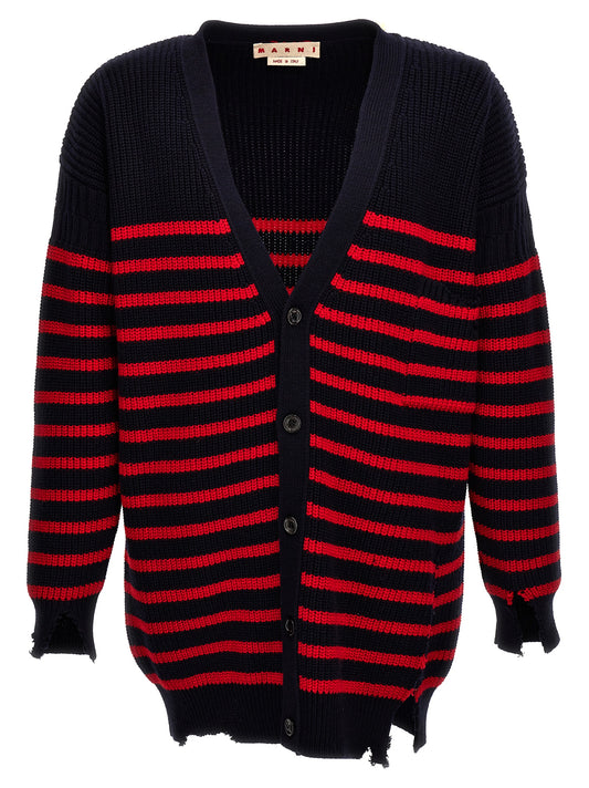 Destroyed effect striped cardigan Sweater, cardigans