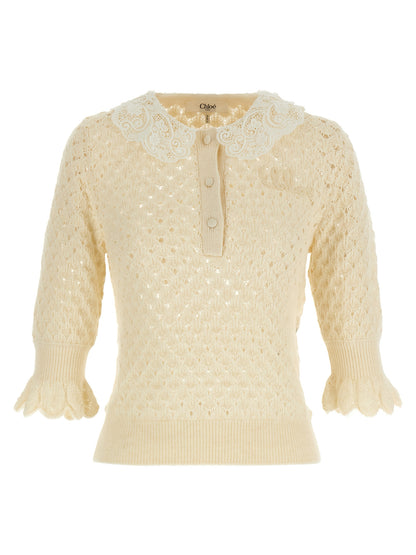 Pointelle knit Sweater, cardigans