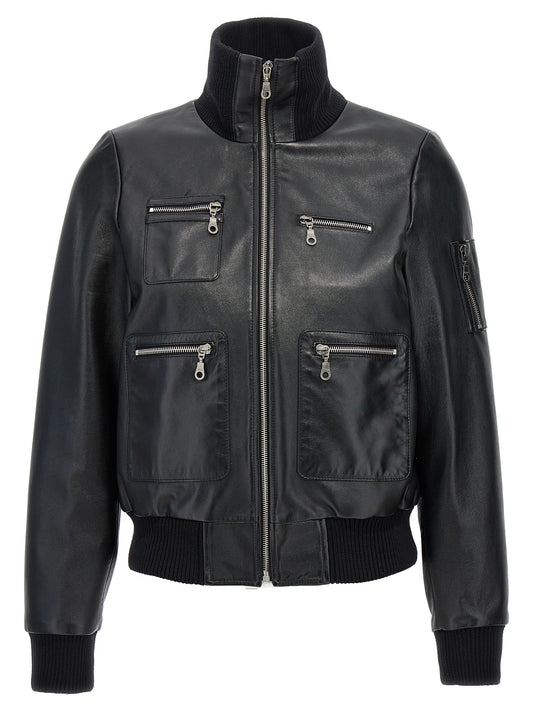 Leather bomber jacket Down jacket, Parka, Casual jackets