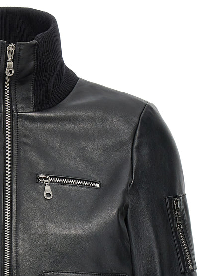 Leather bomber jacket Down jacket, Parka, Casual jackets