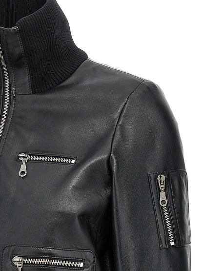 Leather bomber jacket Down jacket, Parka, Casual jackets