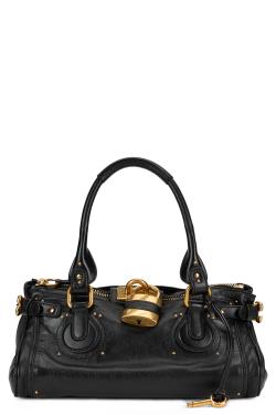 Chloé Elegant Black Leather Bag with Golden Details