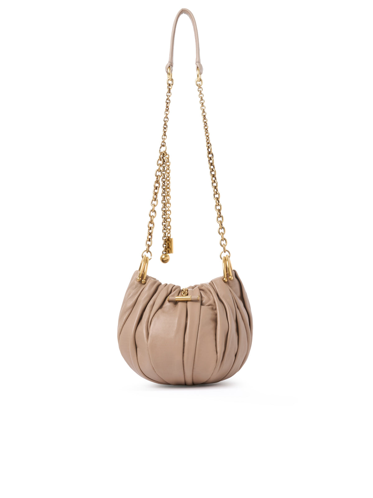 Chloé Pleated shoulder bag in leather with chain