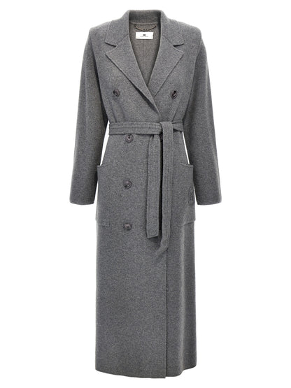 Double-breasted knit coat Coats, trench coats
