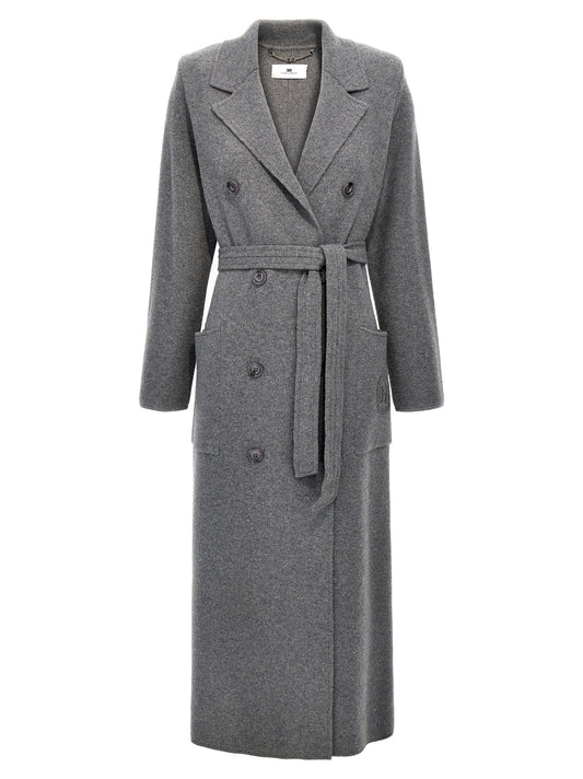 Double-breasted knit coat Coats, trench coats