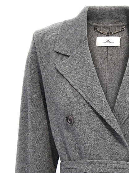 Double-breasted knit coat Coats, trench coats