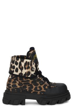 GANNI Leopard Print Ankle Boot with Sturdy Sole
