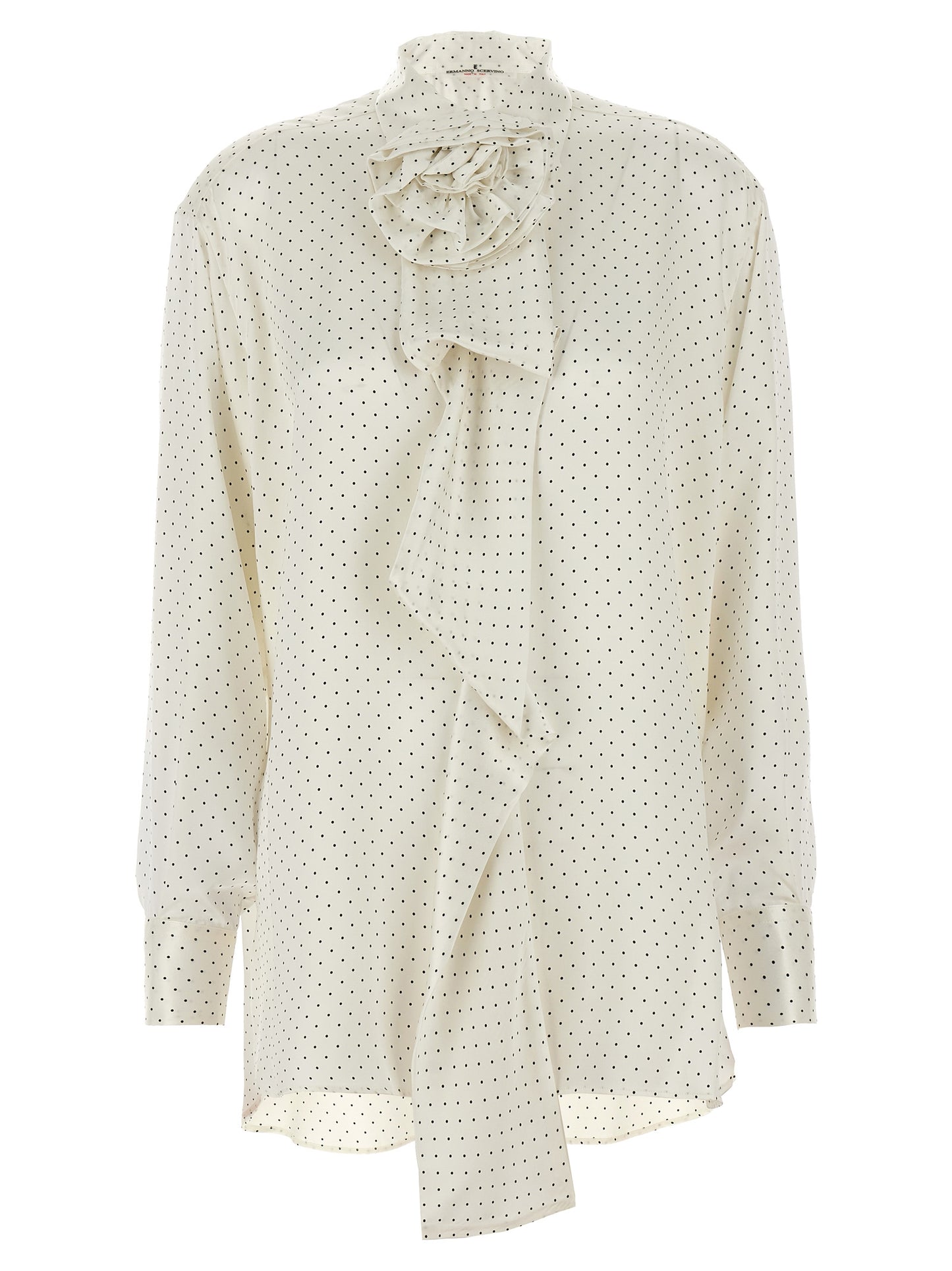 Polka dot shirt flower brooch Shirt, blouse