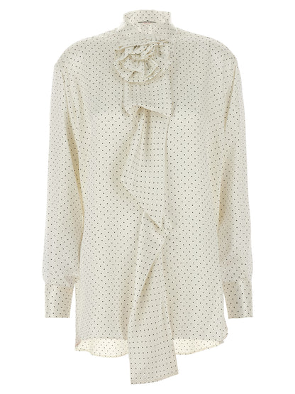 Polka dot shirt flower brooch Shirt, blouse