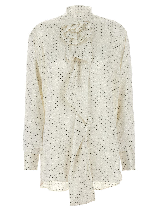 Polka dot shirt flower brooch Shirt, blouse