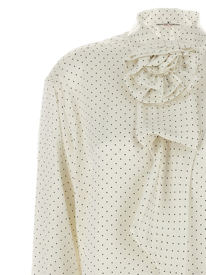 Polka dot shirt flower brooch Shirt, blouse