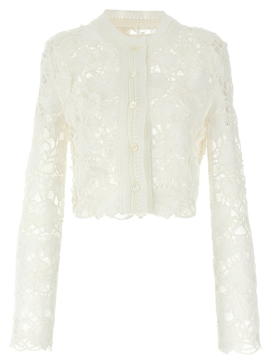Macramé tulle cardigan Sweater, cardigans