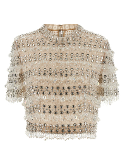 'Crystal-Embroidered Crop' top Tops