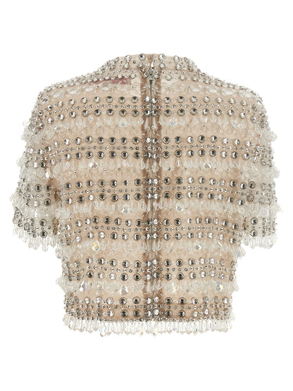 'Crystal-Embroidered Crop' top Tops