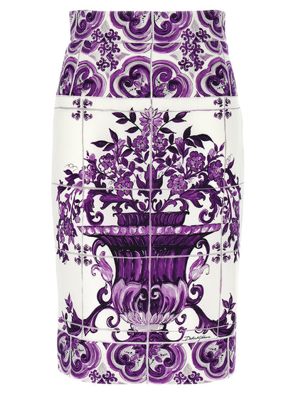 'Maiolica' print silk skirt Skirts