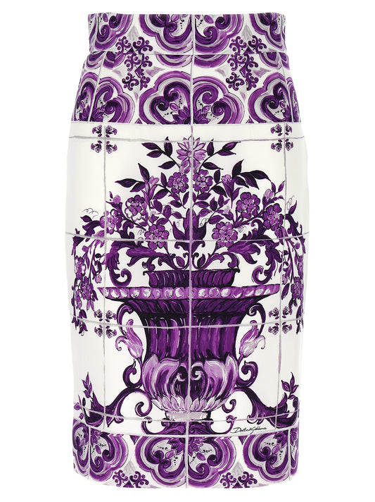 'Maiolica' print silk skirt Skirts