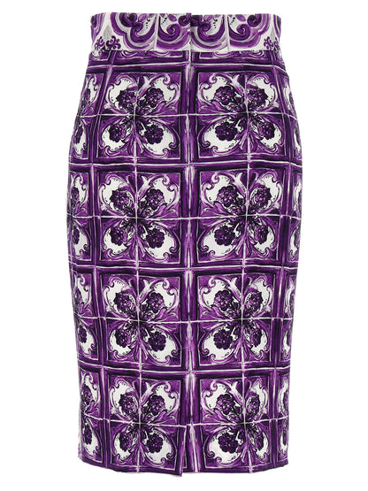 'Maiolica' print silk skirt Skirts
