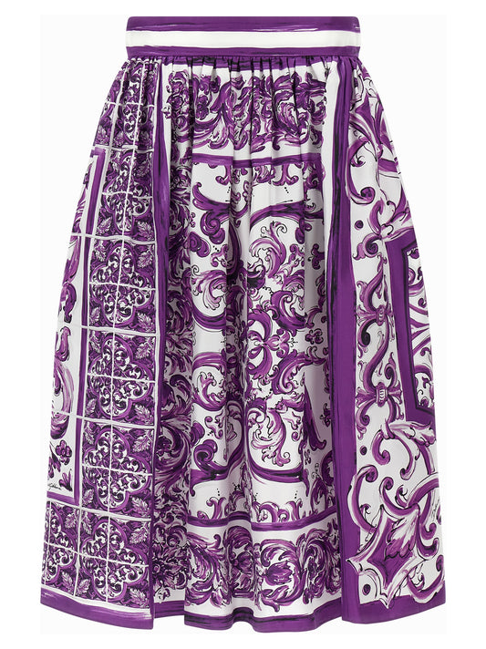 'Maiolica' print silk skirt Skirts