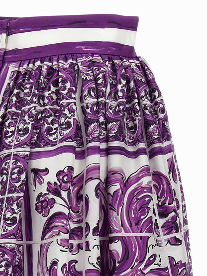 'Maiolica' print silk skirt Skirts